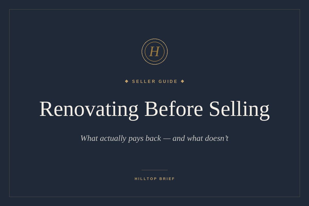 Renovating before selling a Hilltop home — a seller's guide to what pays back